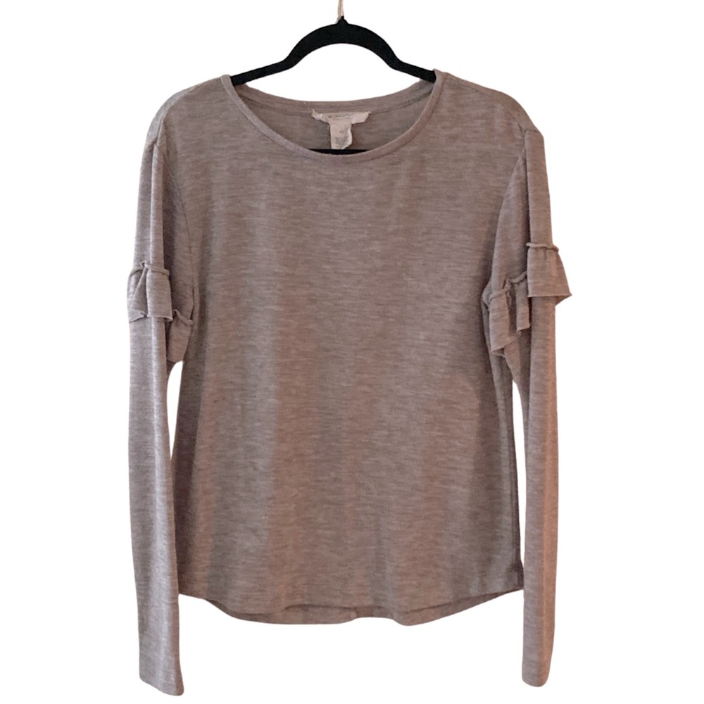 Taupe Ruffled Long Sleeve Top Size XS